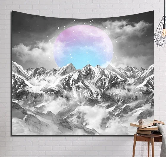 CAMMITEVER ослепляющий цвет Большая луна снег горы небо ночь пейзаж Подвесной