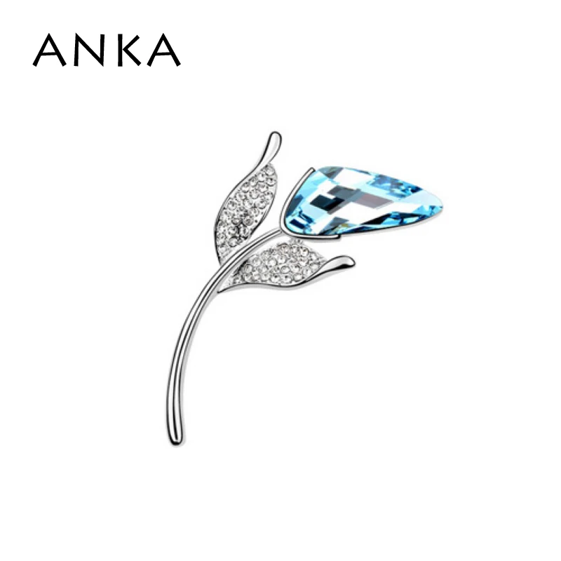 

ANKA Newest Romantic Rose Flower Crystal Brooch Rhodium Plated Jewelry For Women Pin Brooches Crystals from Austria #93876