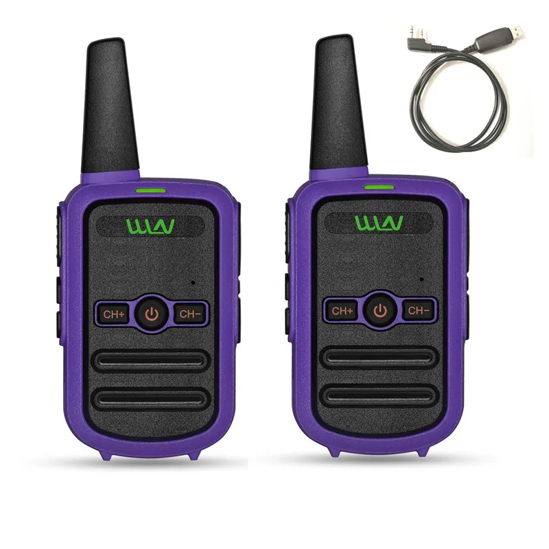 Purple Add Cable 2 шт. WLN KD-C52 мини портативный fm трансивер KD C52 двухстороннее радио Ham HF cb радио рация FRS/GMRS betterthan KD-C51 - Цвет: Purple Add Cable