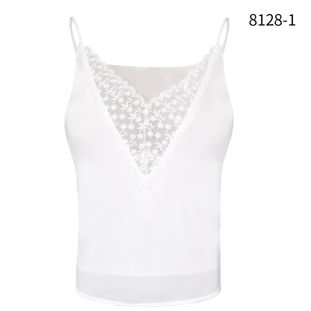 2019 Summer Women Vest Lace V Neck Patchwork Sling Tops Sleeveless Tees Casual Loose Tank Camisole | Женская одежда