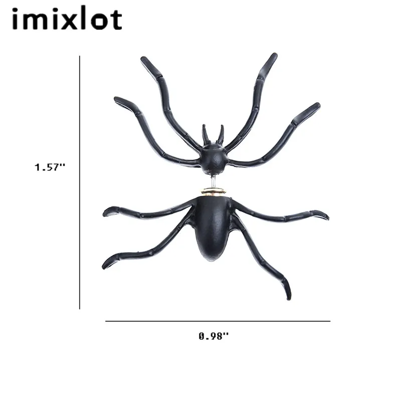 Imixlot 1 пара панк двухсторонний насекомое гвоздик в виде паука Серьги
