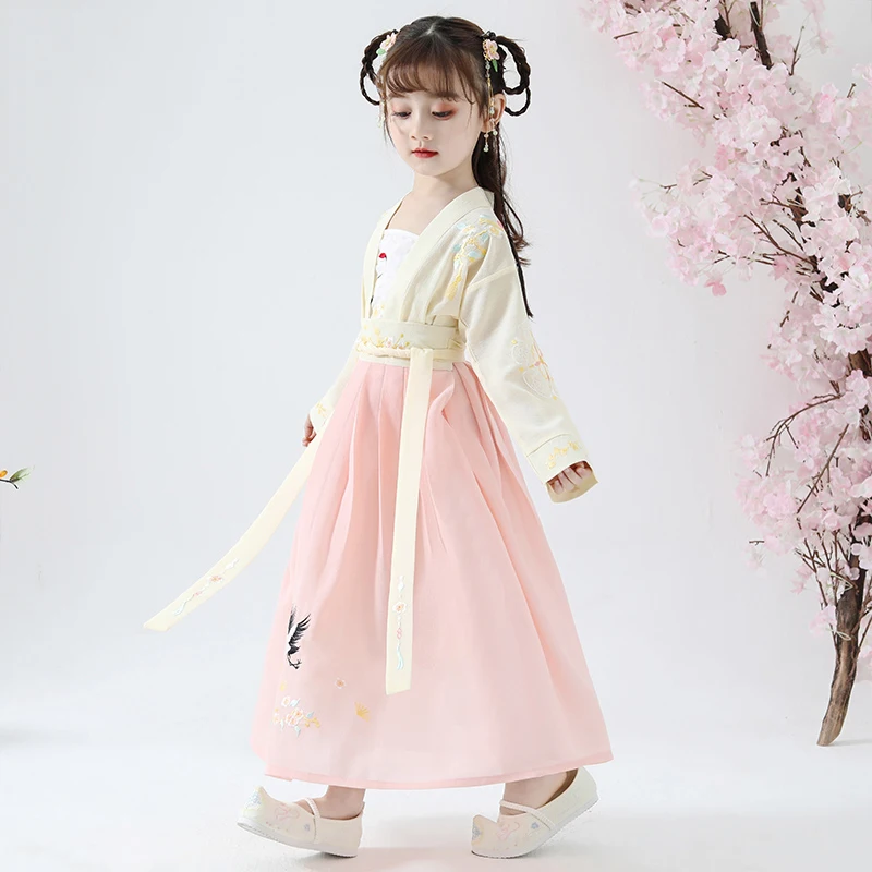 Новый костюм Hanfu детская Китайская древняя и традиционная одежда детское платье