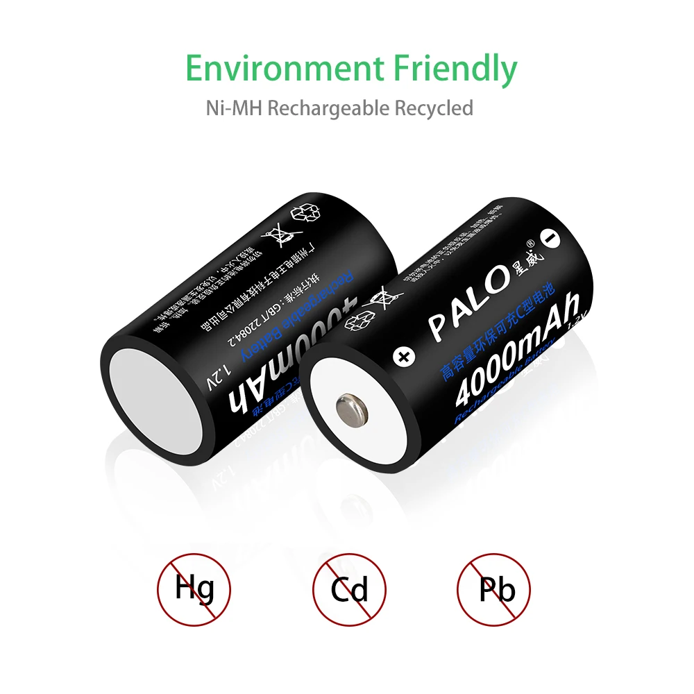PALO 2 шт 4000mAh 1,2 V C Размер никель-металл-гидридных аккумуляторов Замена C размер батареи C батарея 1,2 v C Батарея для игрушек