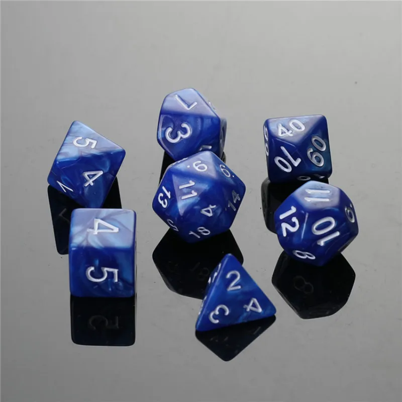 

7Pcs/set Foreign Trade Hot Sale Game Special Dice Multicolor Multi-faceted Suit White Point Digital Dice