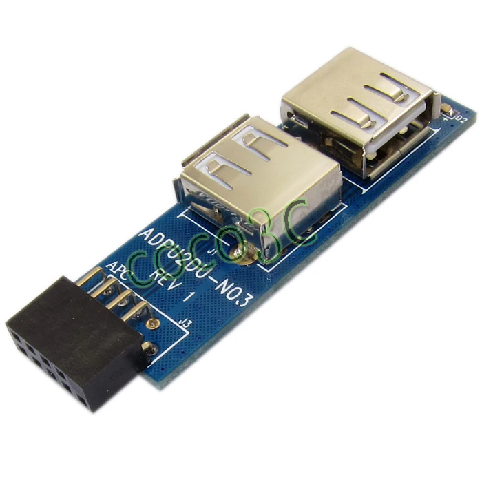 USB 2 0 Hub 9-Контактный header к двойному USB2.0 A Female порт конвертер карта адаптер |