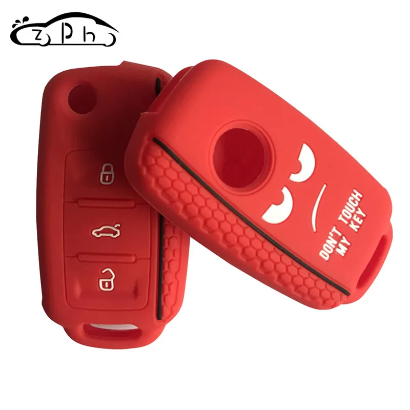 Красный Dont Touch My Key силиконовый дистанционный колпачок для VW Caddy Golf Jetta Polo Passat Scirocco Tiguan для Skoda Octavia Seat - Название цвета: Красный