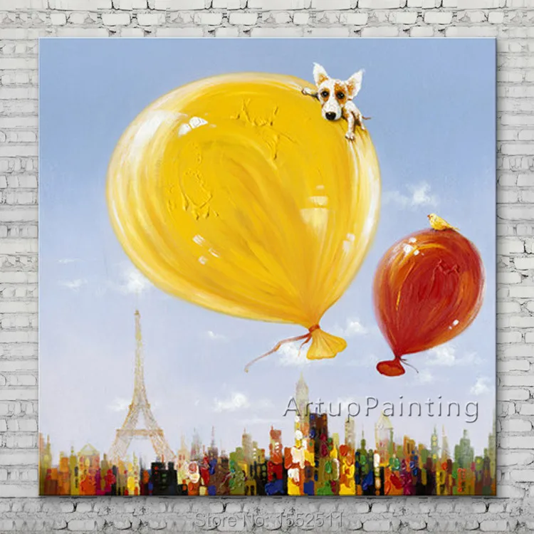 Yosemite-Home-Decoration-instained-art-Balloons-over-Paris-Original-Painting-on-Canvas-настенные картинки для гостиной |