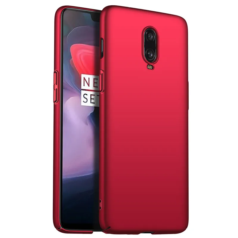 Oneplus 6T Чехол чехол Mofi One Plus жесткая задняя крышка из ПК Одноцветный тонкий красный