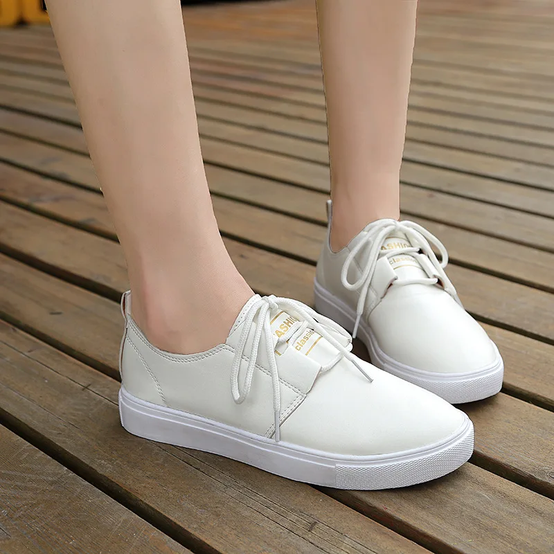 CHAISHOU 2019 Women's Spring New round head PU lace-up flower casual shoes platform small white student sports B-297 | Обувь
