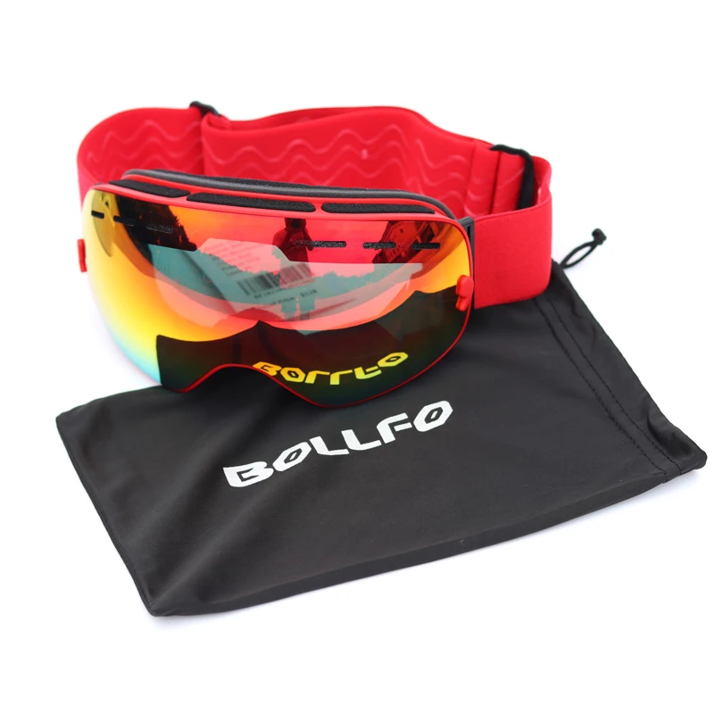 BOLLFO лыжные очки двухслойные UV400 анти-туман большая Лыжная маска для катания на