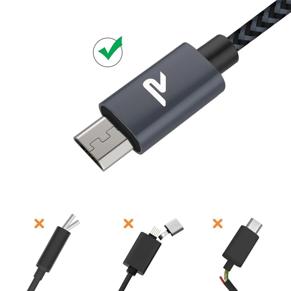 RAMPOW 5 V/2.4A Micro USB кабель для samsung S7/S6 QC3.0 быстрой зарядки Xiaomi Redmi Плетеный usb-кабель Honor