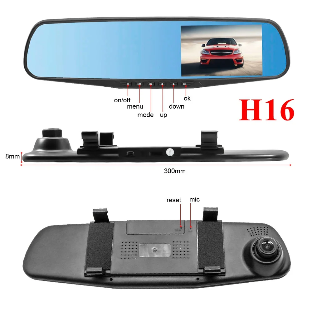 TAVIN Автомобильный видеорегистратор Full HD 1080P Dash cam 4 3 дюймов автомобиля зеркало
