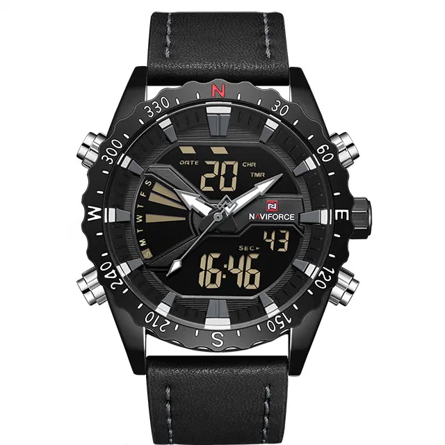 Топ бренд NAVIFORCE мужские модные спортивные часы мужские военные кварцевые наручные часы светодиодный цифровые часы relogio masculino - Цвет: BGYB