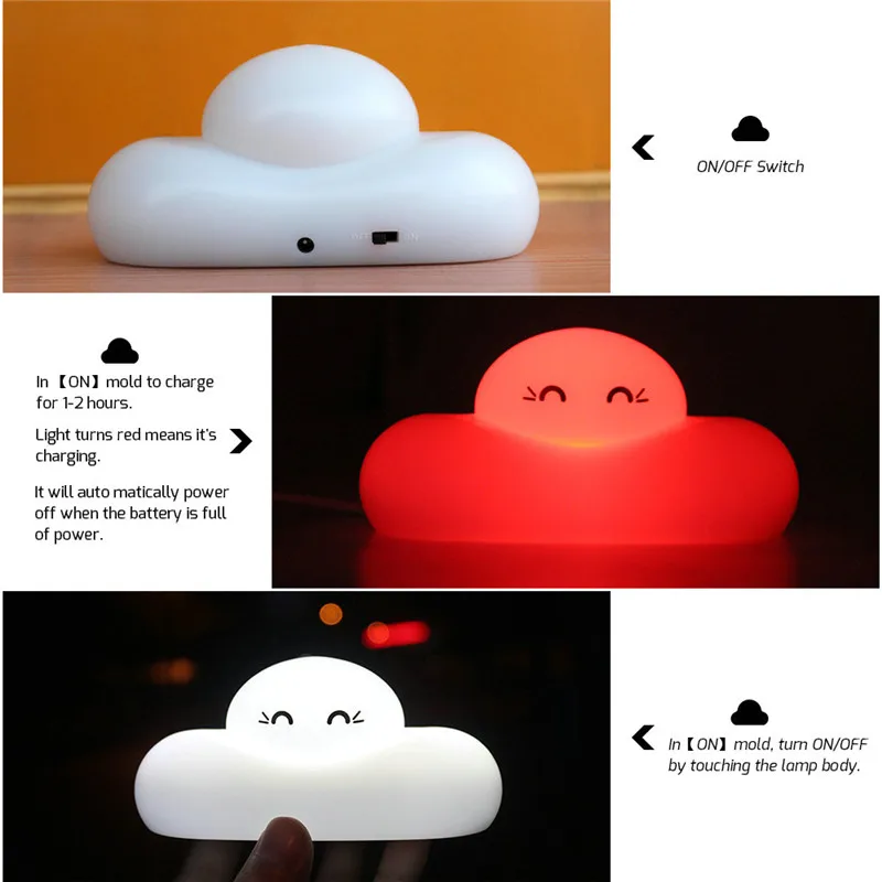 Мини Портативный 3D мультфильм Ночная Creative Cloud touch Сенсор лампа свободно