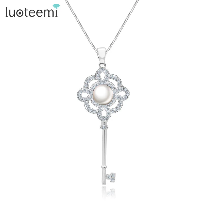 Luoteemi Роскошные крошечные кубический циркон цветок круглый имитация жемчуга ключ