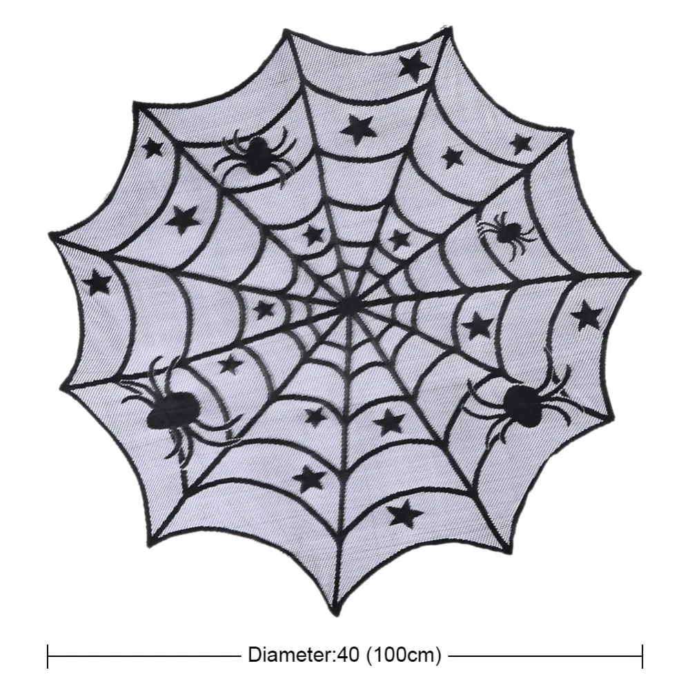 40-дюймовая кружевная скатерть Spiderweb черного цвета для Хэллоуина Декор