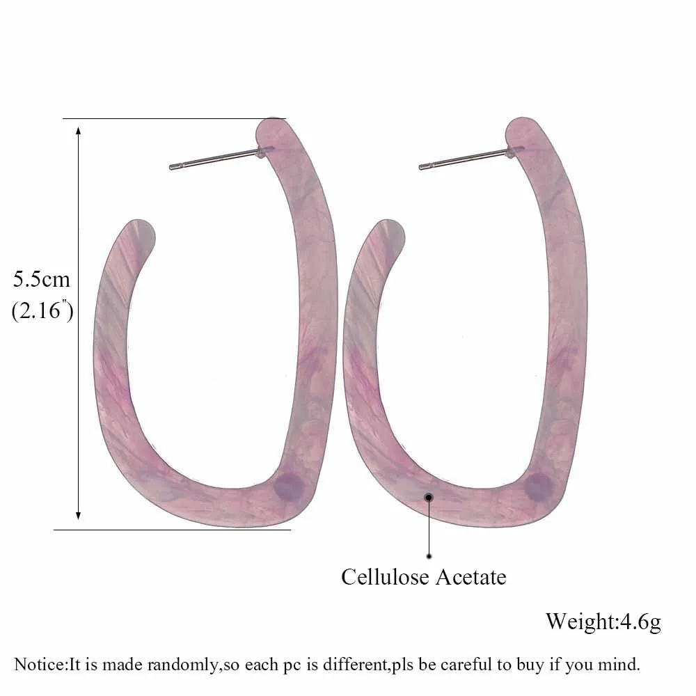 UAM Fashion Jewelry Stylish Accessories Hyperbole Cellulose Acetate Irregular Earring For Women Best Friend Unique Birthday Gift | Украшения