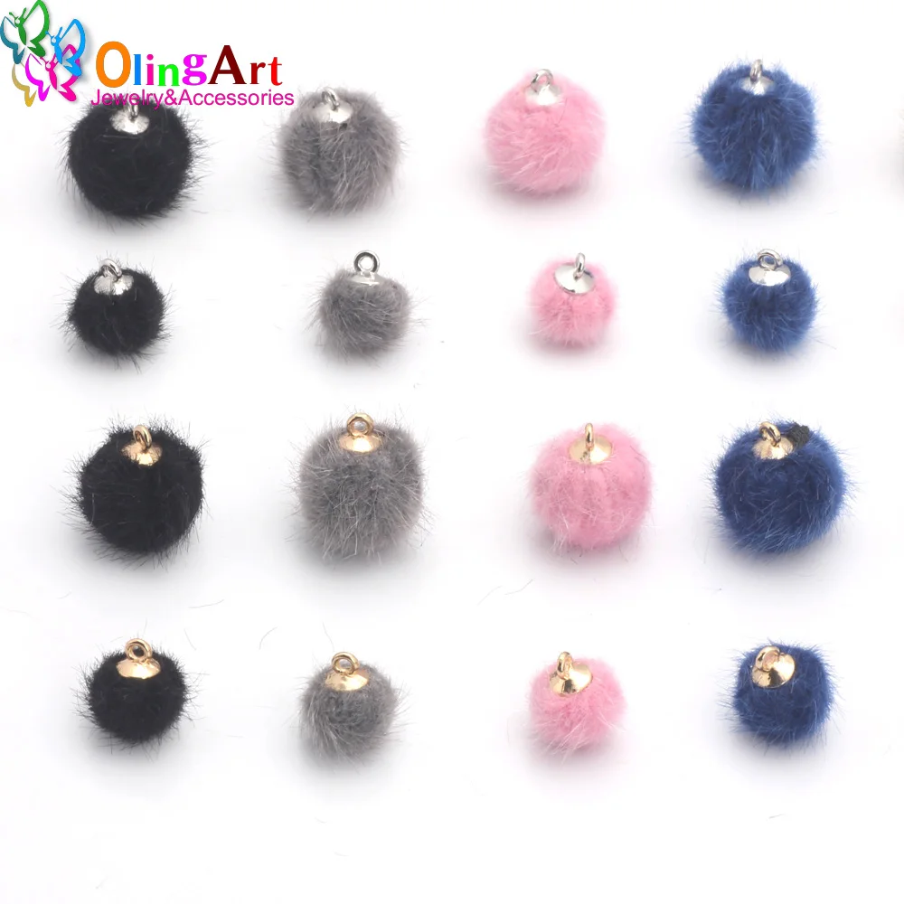 OlingArt 12 шт./лот мм и 15 кулон с золотым мехом плюшевые помпоны DIY браслет колье