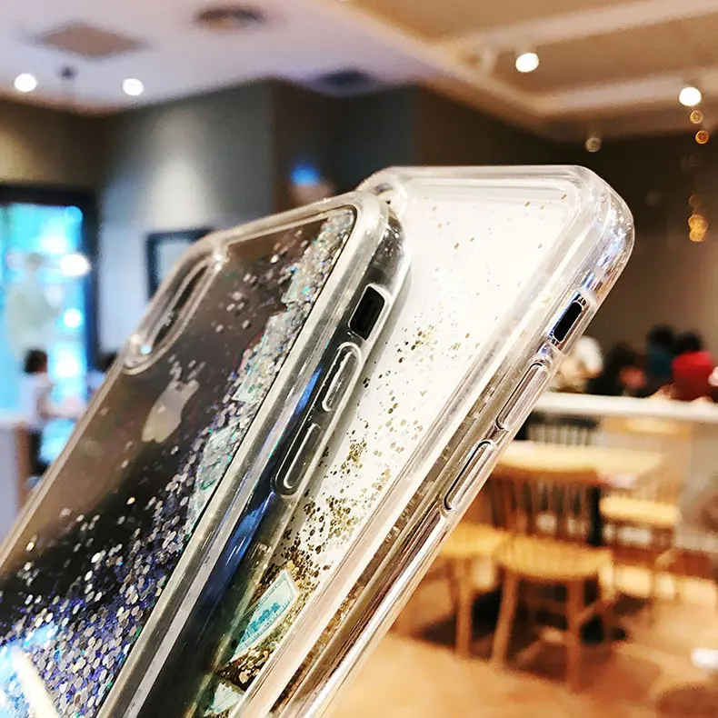Творческий долларов чехол для iPhone 7 8 X XR Xs Max динамическая жидкость Жесткий PC Capinha 6