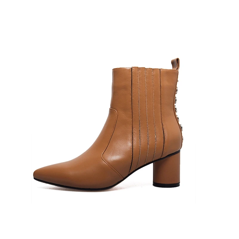 Модная обувь женская сезон весна ботинки на высоком каблуке Zapatos De Mujer кожаные из