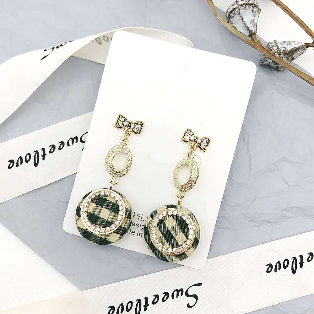 Женские винтажные серьги капельки круглые с бантом и кристаллами|earrings for|statement drop