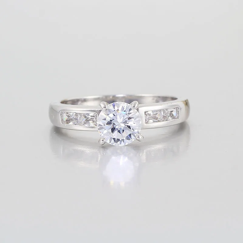 White Gold Color Solitaire Four Claw Round CZ Accent Ring For Womens Engagement Wedding Jewelry Bague Femme anel anillos aneis|rings for women|ring