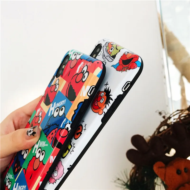 Cute Cartoon Sesame Street Cookie Elmo Phone Case For iPhone X XS Max XR 6 Puls 7 8Puls Cases Soft IMD Silicon Back Cover+rope |