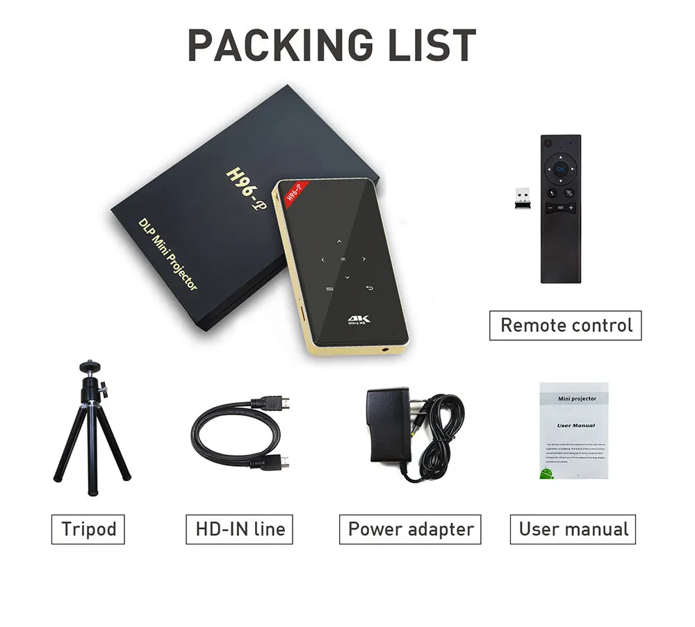 XinwaysH96-p proiettore android tasca pico H96 dlp mini amlogic S905 4 k 2 4g 5 8g Wifi BT4.0 Home | Электроника