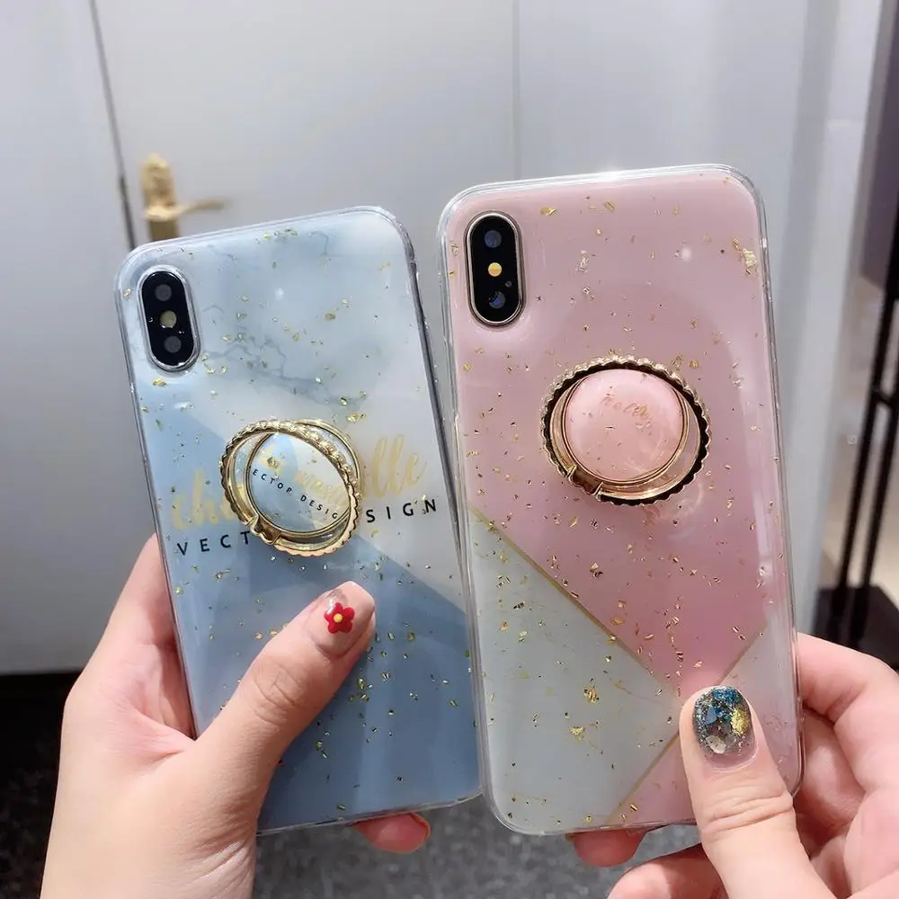 Zxtrby простой Блестящий Мягкий чехол для сотового телефона с держателем iphone XS XR XSMax