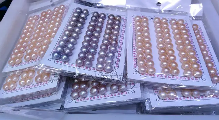 

brinco wedding OH Wholesale 44pair 7-8mm lavender round FW pearl earring gift word Lady's 's Earrings for women jewelry