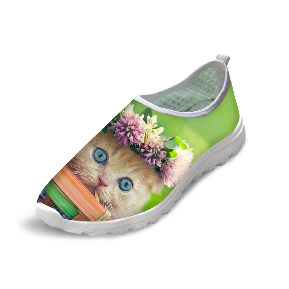 ELVISWORDS прекрасные кошки Для женщин вулканическая обувь летние дышащие zapatos mujer кроссовки Сетка слипоны водонепроницаемая обувь летние - Цвет: CA4905AA