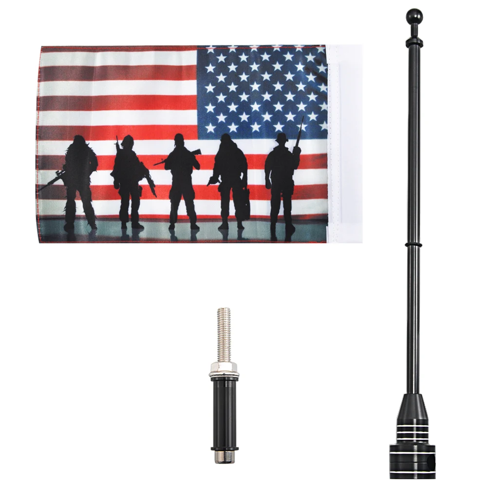 

8MM Bolt Tough Guys Special Forces Luggage Rack Vertical Antenna Flag Pole Black Mast Flag Fit For Harley Motorcycles