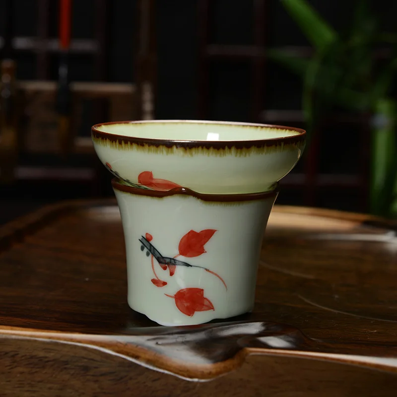 [GRANDNESS] Jingdezhen расписанное вручную чайное ситечко Celadon керамическое Сетчатое чайное ситечко, чай