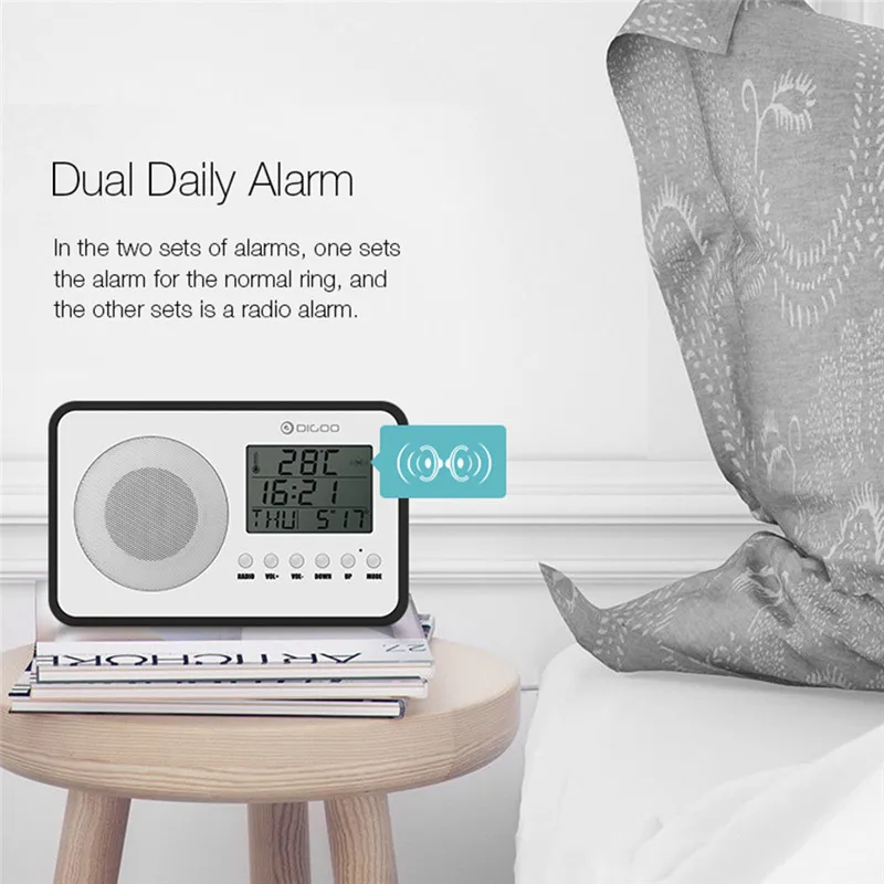 Digoo DG FR600 SmartSet беспроводной деревянный зернистый винтажный цифровой FM