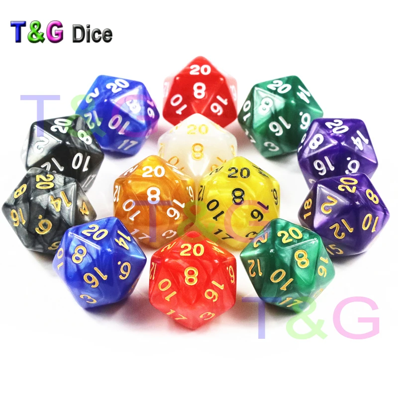 T & G D20 игральные кости для D Rpg 20 двухсторонняя гладкая поверхность игры много