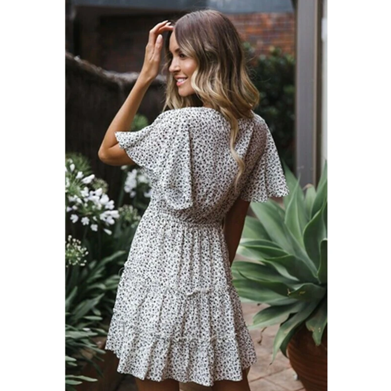 Новые женские милые Boho мини юбки с цветочным рисунком платье 2019 лето сексуальный