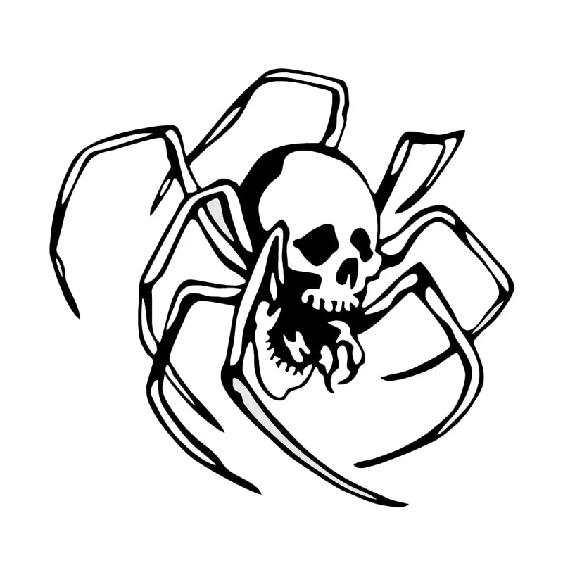 

12.5*11.8CM Vinyl Car Body Decal Creepy Arachnid Skull Spider Fashion Car Sticker Black/Silver S1-2708
