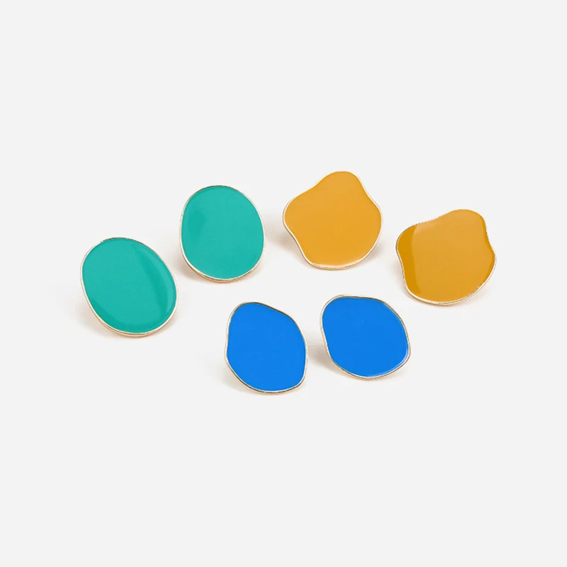Dipress 1pc Free Collocation Enamel Stud Earrings Multicolored Irregular Alloy Earring For Girls Fashion Jewelry | Украшения и