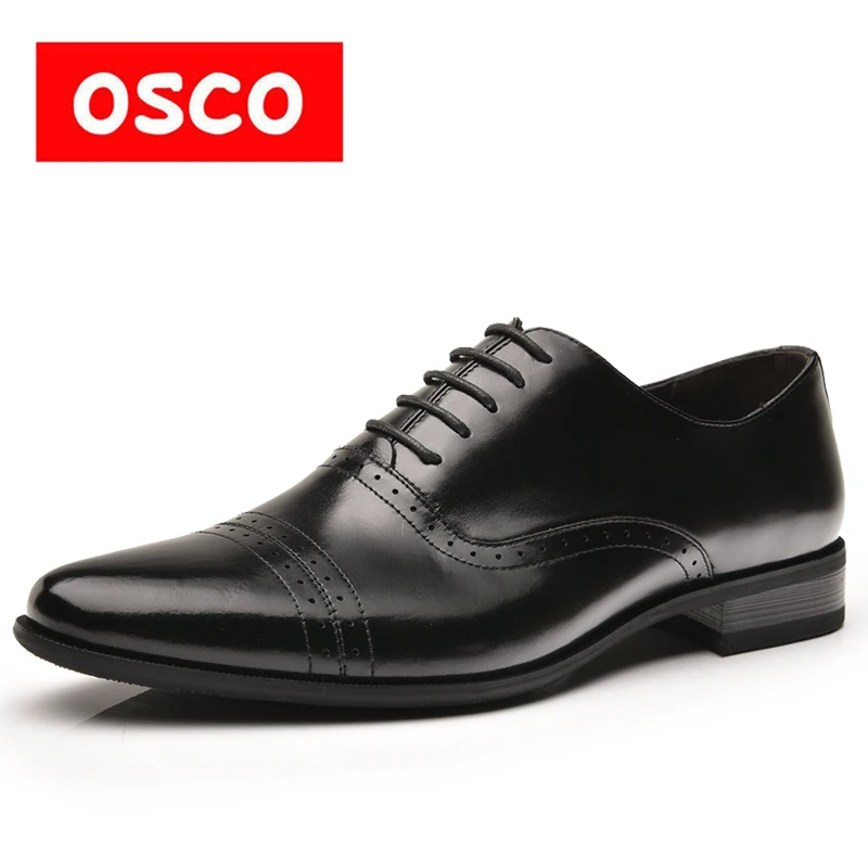 OSCO мужские модные туфли из парчи с резным узором деловая обувь натуральной кожи