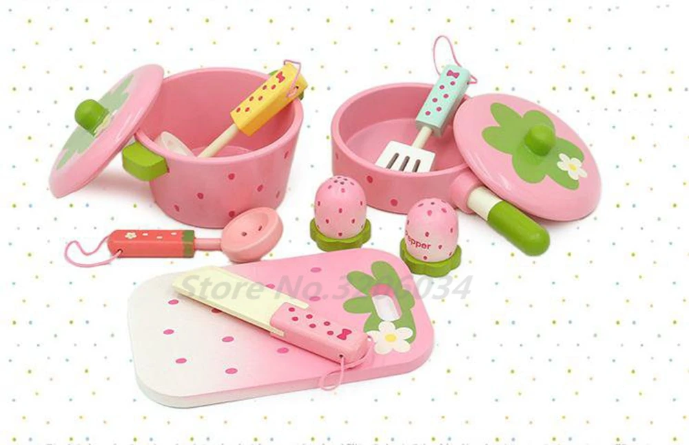 Детские игрушки, розовые деревянные кухонные игрушки, детские ролевые игры, кухонные игрушки, кастрюля/кастрюля, игровой домик, игрушки для дня рождения/Рождественский подарок, розовый