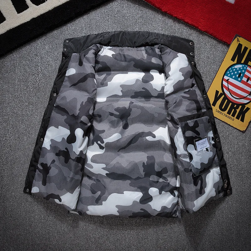 

HOBO 2020 winter collar eiderdown cotton vest male adolescents trend Handsome warm cotton vest