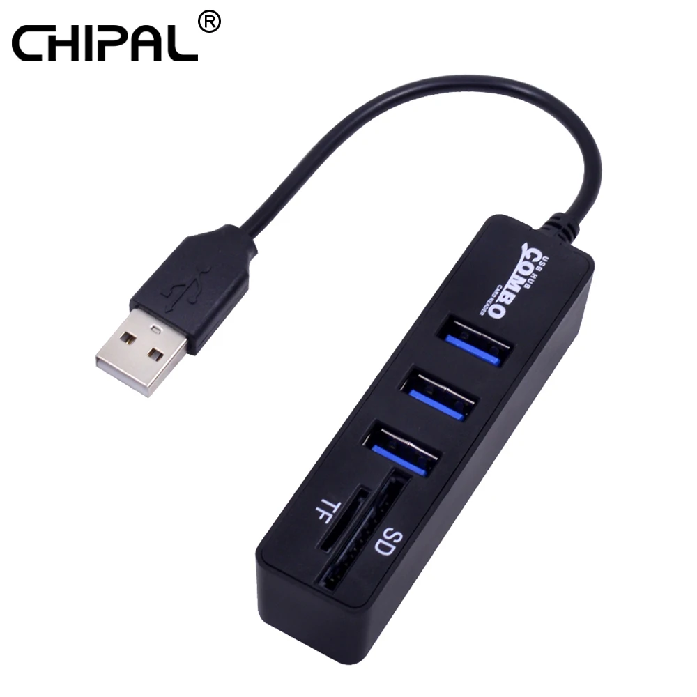 Высокоскоростной разветвитель CHIPAL 2 в 1 с 3 портами USB 0 кардридер для SD TF Micro ПК
