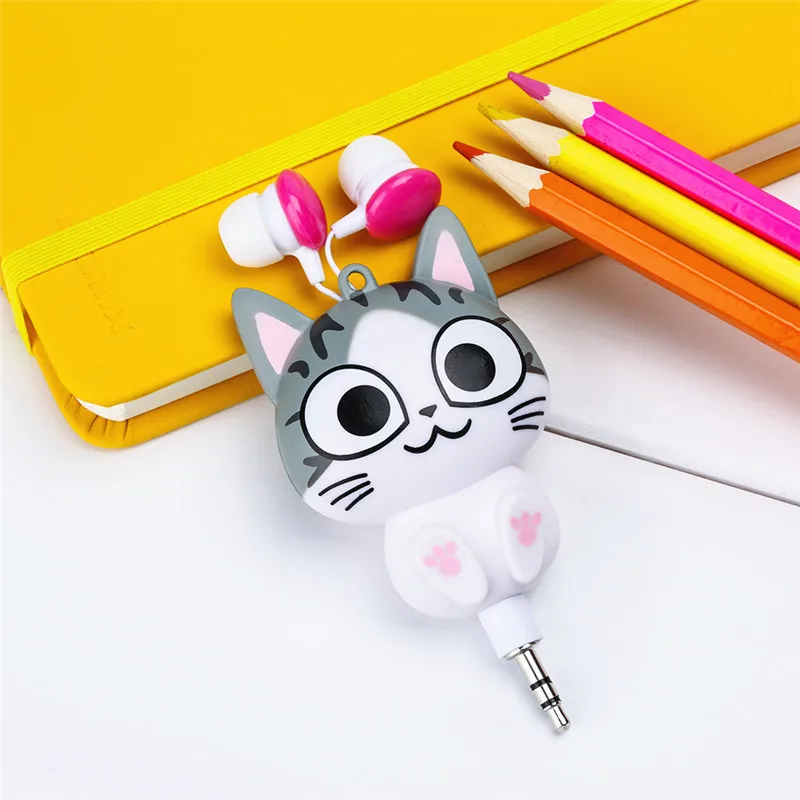 Милые наушники Kawaii с сыром, котом, медведем, пандой из мультфильма, выдвижные MP3 MP4 наушники для samsung, htc, Xiaomi, для IPhone 5, 5S, 6 S plus