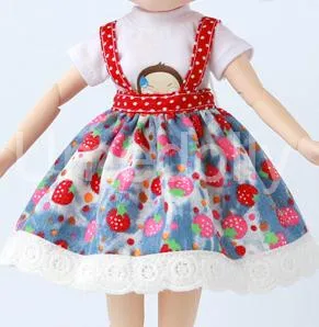 T-shirt and skirt A 1 комплект 1/6 Blyth одежда в полоску с длинными рукавами, футболки+ с милым клубничным принтом Юбка в полоску для Licca, кукла Middle Blyth Костюмы - Цвет: T-shirt and skirt A