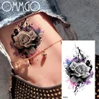OMMGO граффити Белая Роза 3D цветок Временные татуировки стикер Флора деко Красочные фальшивые татуировки для женщин и мужчин на заказ татуировки боди-арт