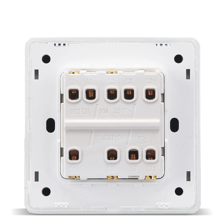 

Home Switch Power Supply Panel, 86 Type Concealed White, Three Open Double Control Switch Panel, PC 220V 10A