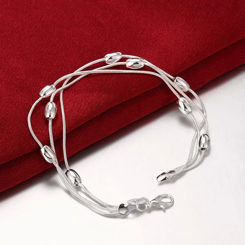 Стильный серебряный цвет браслеты для женщин трендовые 3 слоя змеиная цепочка