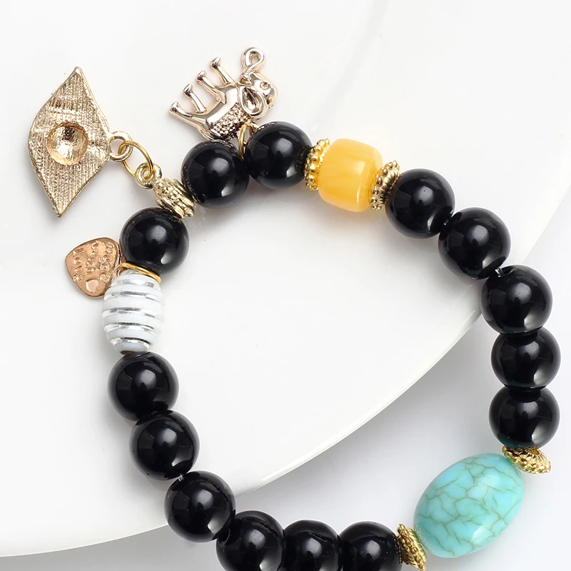 MEIBEADS винтажные натуральный камень бусины браслет Evil Eye & для женщин День Рождения