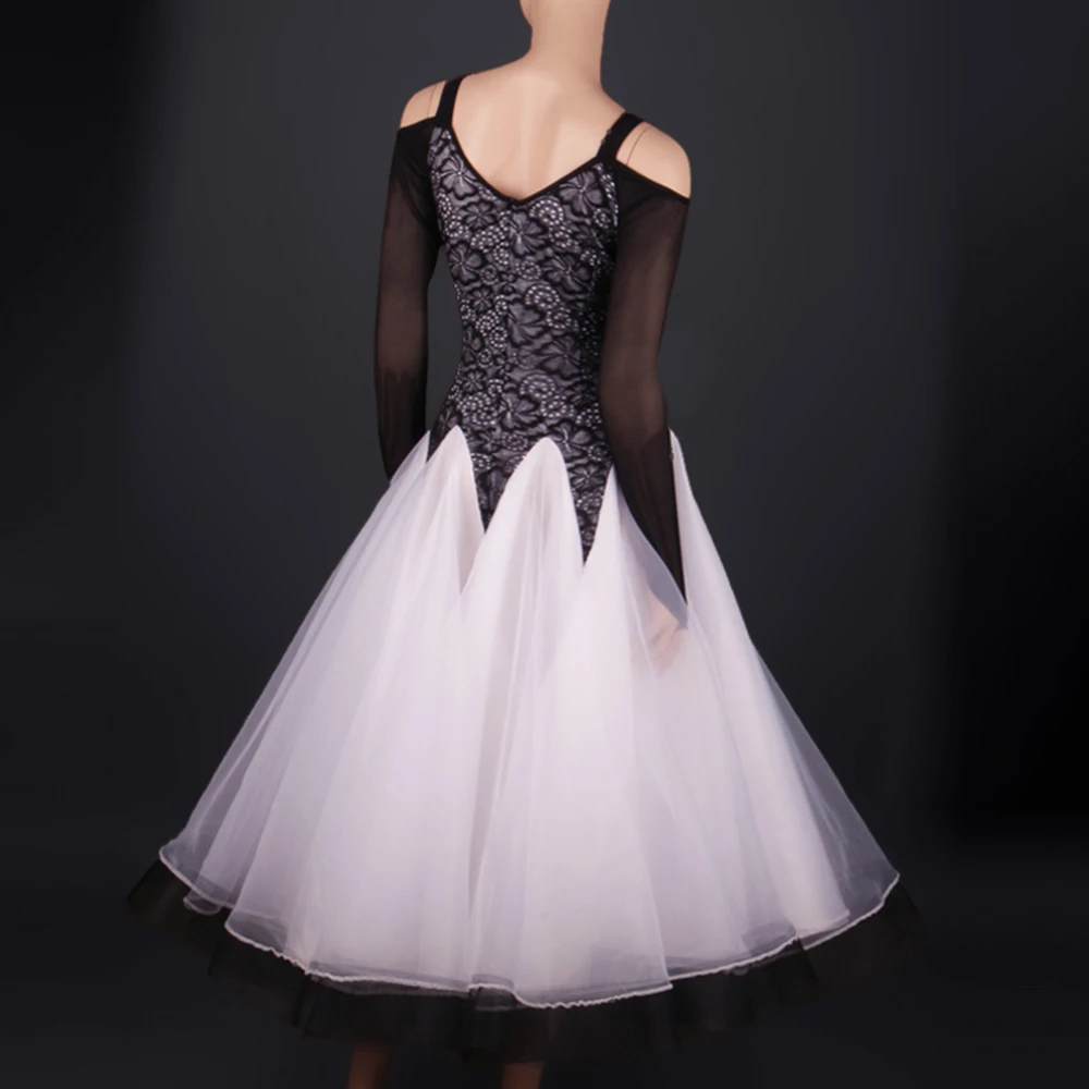 Горячая новинка 2017 женское платье для бальных танцев черные топы с принтом и