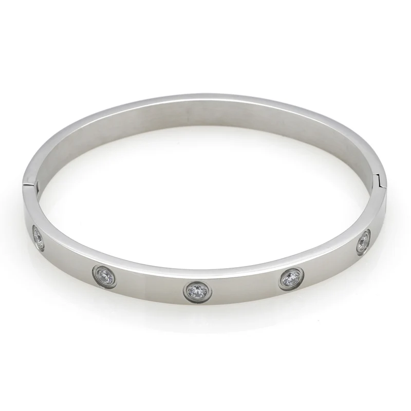 

BAOLAISI Fashion Couple Love Jewelry Crystal Cuff Bracelet for Women/Men Gold Color Stainless Steel Bracelets & Bangles Bijoux